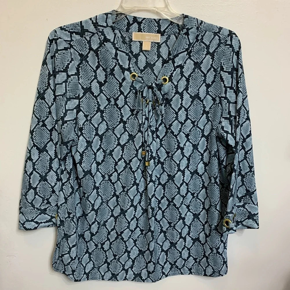 Michael Kors Snake Print 3/4 Sleeve Blouse
